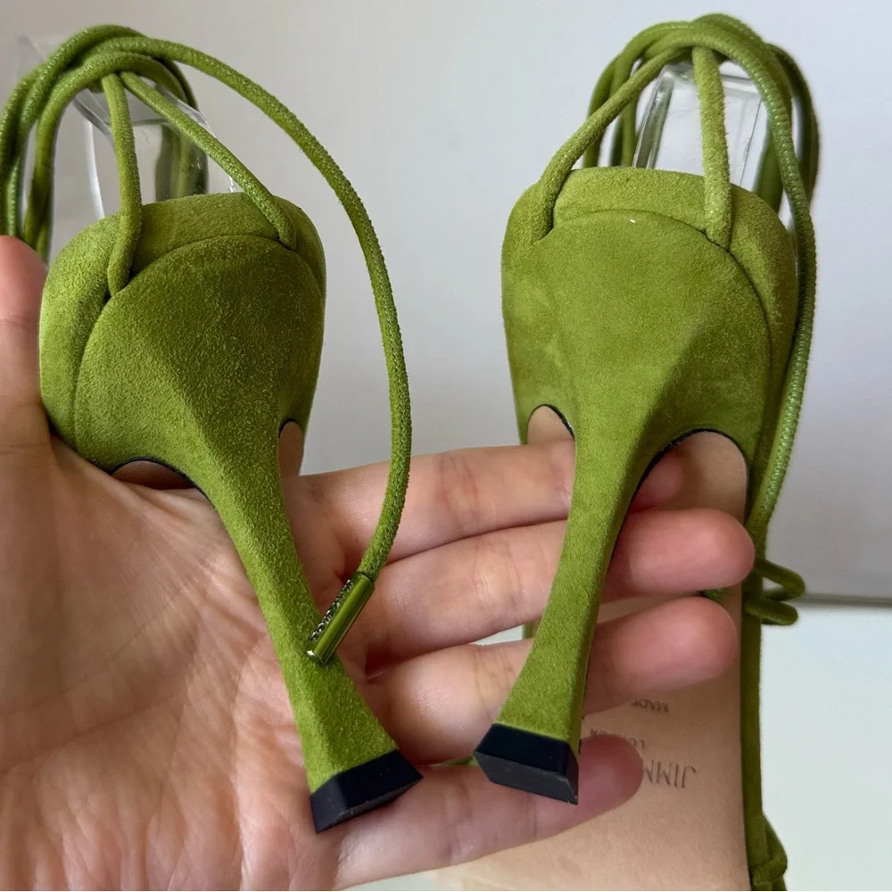 New JIMMY CHOO Jemma 90 embellished suede sandals $1,125 37.5 - Picture 12 of 14